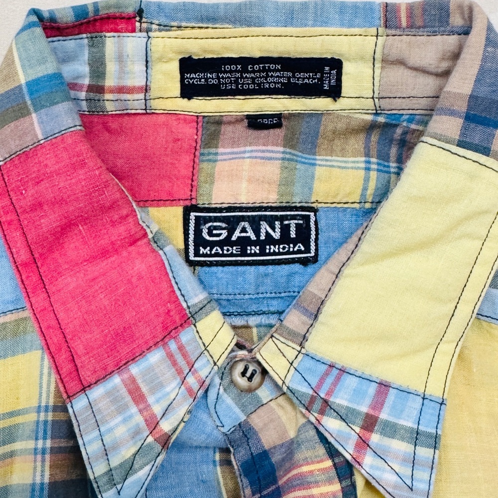 Gant Patchwork Madras Button Down Shirt Made In I… - image 2
